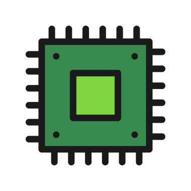 Çip Satırı Doldurulmuş Vektör Simgesi Tasarımı