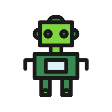  Robot Satırı Doldurulmuş Vektör Simgesi Tasarımı