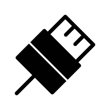 Usb Kablo Glyph Vektör Simgesi Tasarımı