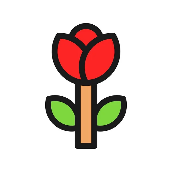 Flower Line Filled Vector Icon Desig — Stock Vector