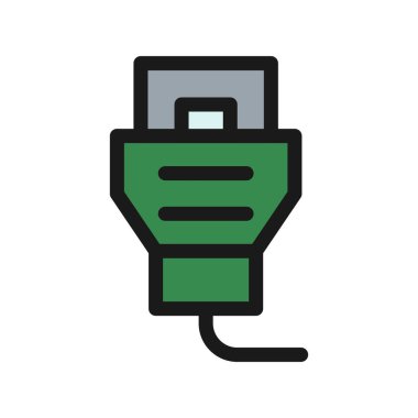 Lan Satırı Doldurulmuş Vektör Simgesi Tasarımı