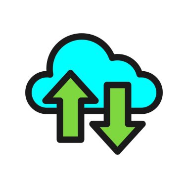  Bulut Hesaplama Satırı Dolu Vektör Simgesi Tasarımı