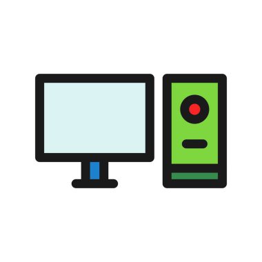  Çalışma İstasyonu Satırı Doldurulmuş Vektör Simgesi Tasarımı