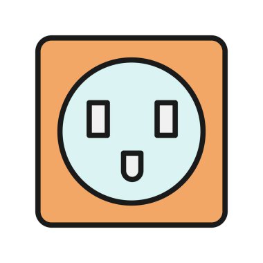 Soket Satırı Doldurulmuş Vektör Simgesi Tasarımı