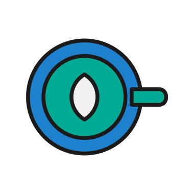 Yaprak Tasarımı Kahve Kupası Satırı Vektör Simgesi Tasarımı