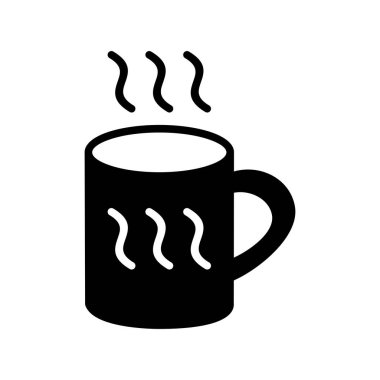 Dumanlı kahve fincanı Glyph Vektör Simgesi Tasarımı