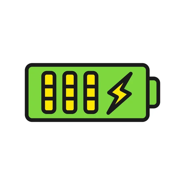 Battery Charging Level Line Filled Vector Icon Desig — Stock Vector