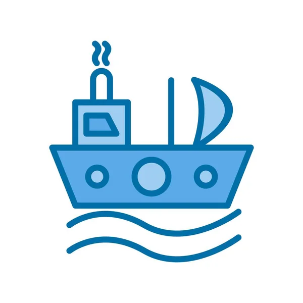 Πλοίο Γεμισμένο Μπλε Διάνυσμα Εικονίδιο Σχεδιασμός — Διανυσματικό Αρχείο