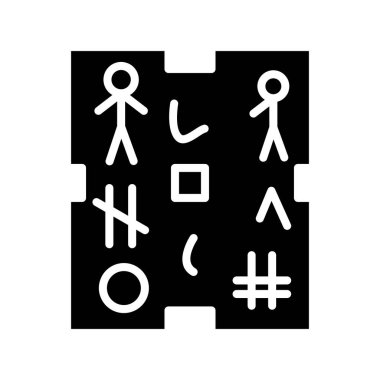 Hiyeroglif Kabartma Vektör Simgesi Tasarımı