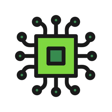 İşlemci Satırı Doldurulmuş Vektör Simgesi Tasarımı