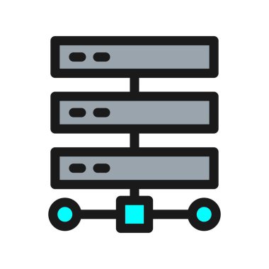 Bulut Hesaplama Satırı Dolu Vektör Simgesi Tasarımı