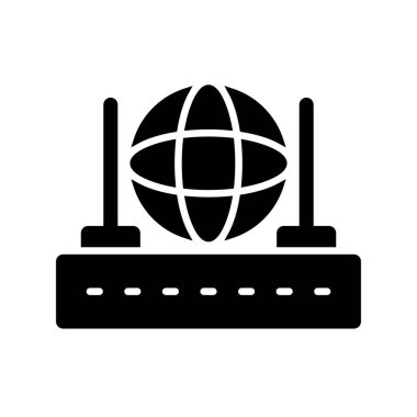 İnternet Glyph Vektör Simgesi Tasarımı