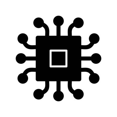 İşlemci Glyph Vektör Simgesi Tasarımı