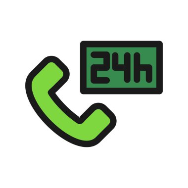  24 Saat Satır Dolu Vektör Simgesi Tasarımı