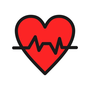 Kardiyogram Satırı Doldurulmuş Vektör Simgesi Tasarımı