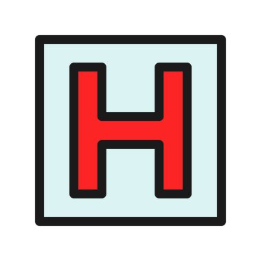 Hastane Satırı Doldurulmuş Vektör Simgesi Tasarımı