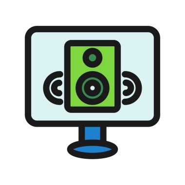 Hoparlör Satırı Dolu Vektör Simgesi Tasarımı