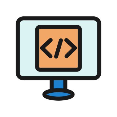 Kodlama Satırı Doldurulmuş Vektör Simgesi Tasarımı