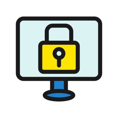 Kilit Satırı Dolu Vektör Simgesi Tasarımı