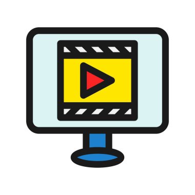  Video Satırı Doldurulmuş Vektör Simgesi Tasarımı