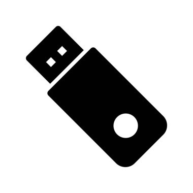 Usb Sürücü Glyph Vektör Simgesi Tasarımı