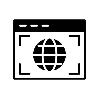 Globe Glyph Vektör Simgesi Tasarımı