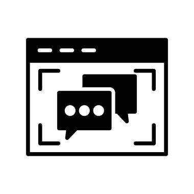 Çevrimiçi Chat Glyph Vektör Simgesi Tasarımı