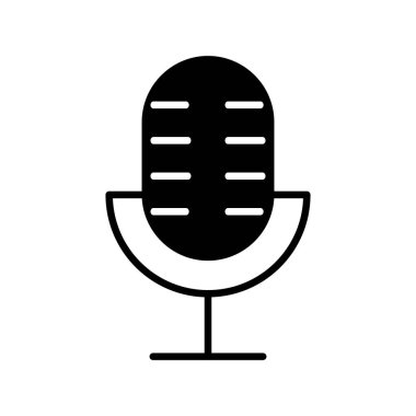 Mikrofon Glyph Vektör Simgesi Tasarımı