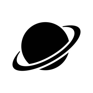 Satürn Glyph Vektör Simgesi Tasarımı
