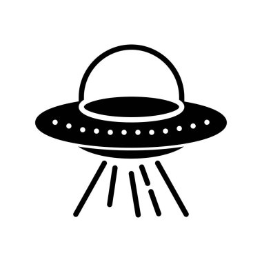 Ufo Glyph Vektör Simgesi Tasarımı