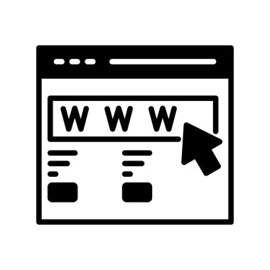 Web Sitesi Glyph Vektör Simgesi Tasarımı