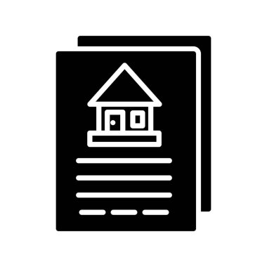 Ev Belgesi Glyph Vektör Simgesi Tasarımı