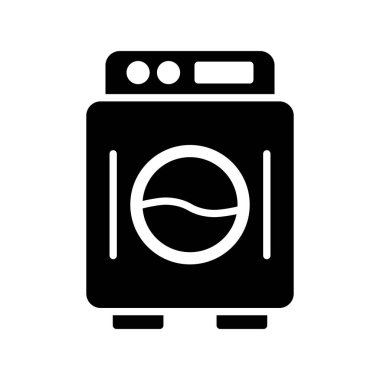  Çamaşır Makinesi Glyph Vektör Simgesi Tasarımı