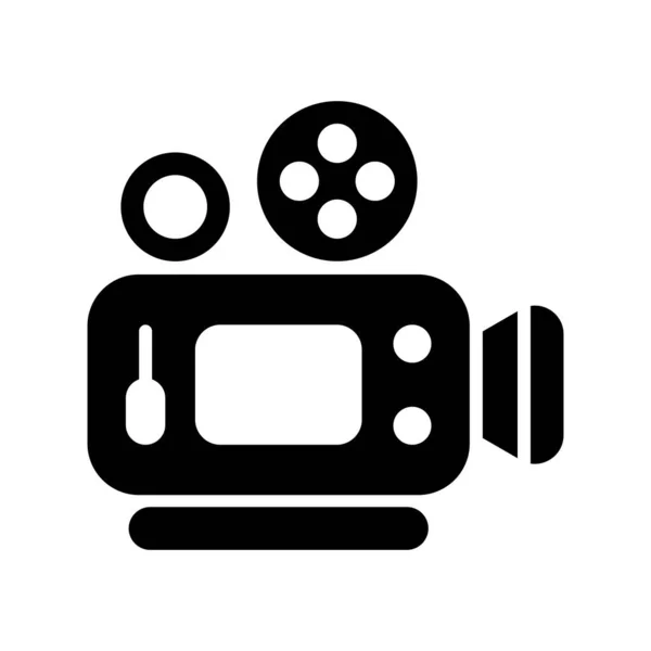 Videocamera Glyph Icona Vettoriale Desig — Vettoriale Stock