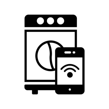 Çamaşır Makinesi Glyph Vektör Simgesi Tasarımı