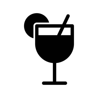 Kokteyl Glyph Vektör Simgesi Tasarımı