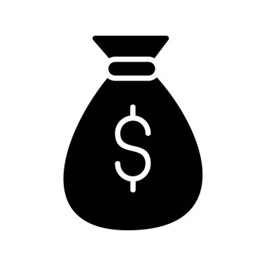 Para Torbası Glyph Vektör Simgesi Tasarımı