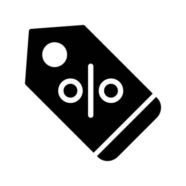 İndirim Etiketi Glyph Vektör Simgesi Tasarımı