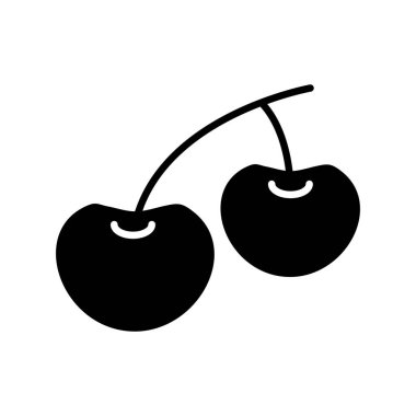 Cherry Glyph Vektör Simgesi Tasarımı