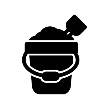 Kum Kovası Glyph Vektör Simgesi Tasarımı
