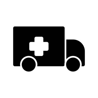 Ambulans Glyph Vektör Simgesi Tasarımı
