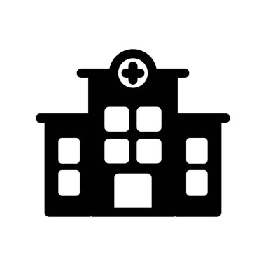 Hastane Glyph Vektör Simgesi Tasarımı