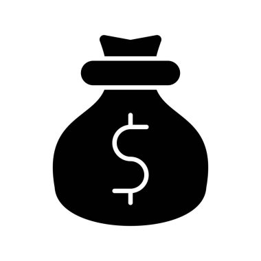 Para Torbası Glyph Vektör Simgesi Tasarımı