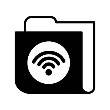 Wifi Dizini Glyph Vektör Simgesi Tasarımı