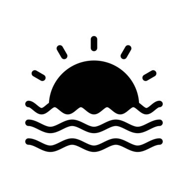 Günbatımı Glyph Vektör Simgesi Tasarımı