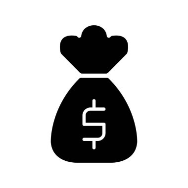 Para Torbası Glyph Vektör Simgesi Tasarımı