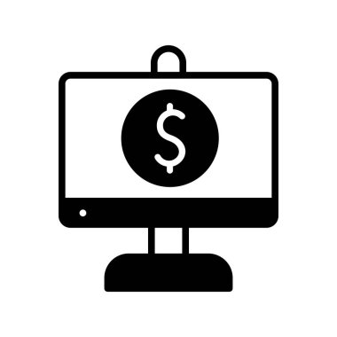 Çevrimiçi İş Glyph Vektör Simgesi Tasarımı