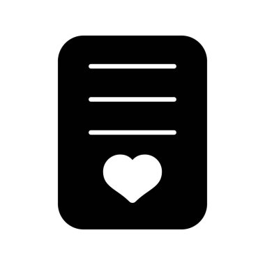 Aşk mektubu Glyph Vektör Simgesi Tasarımı