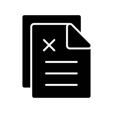 Belge Çapraz Glyph Vektör Simgesi Tasarımı