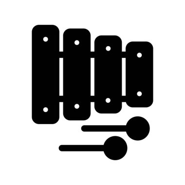  Ksilofon Glyph Vektör Simgesi Tasarımı